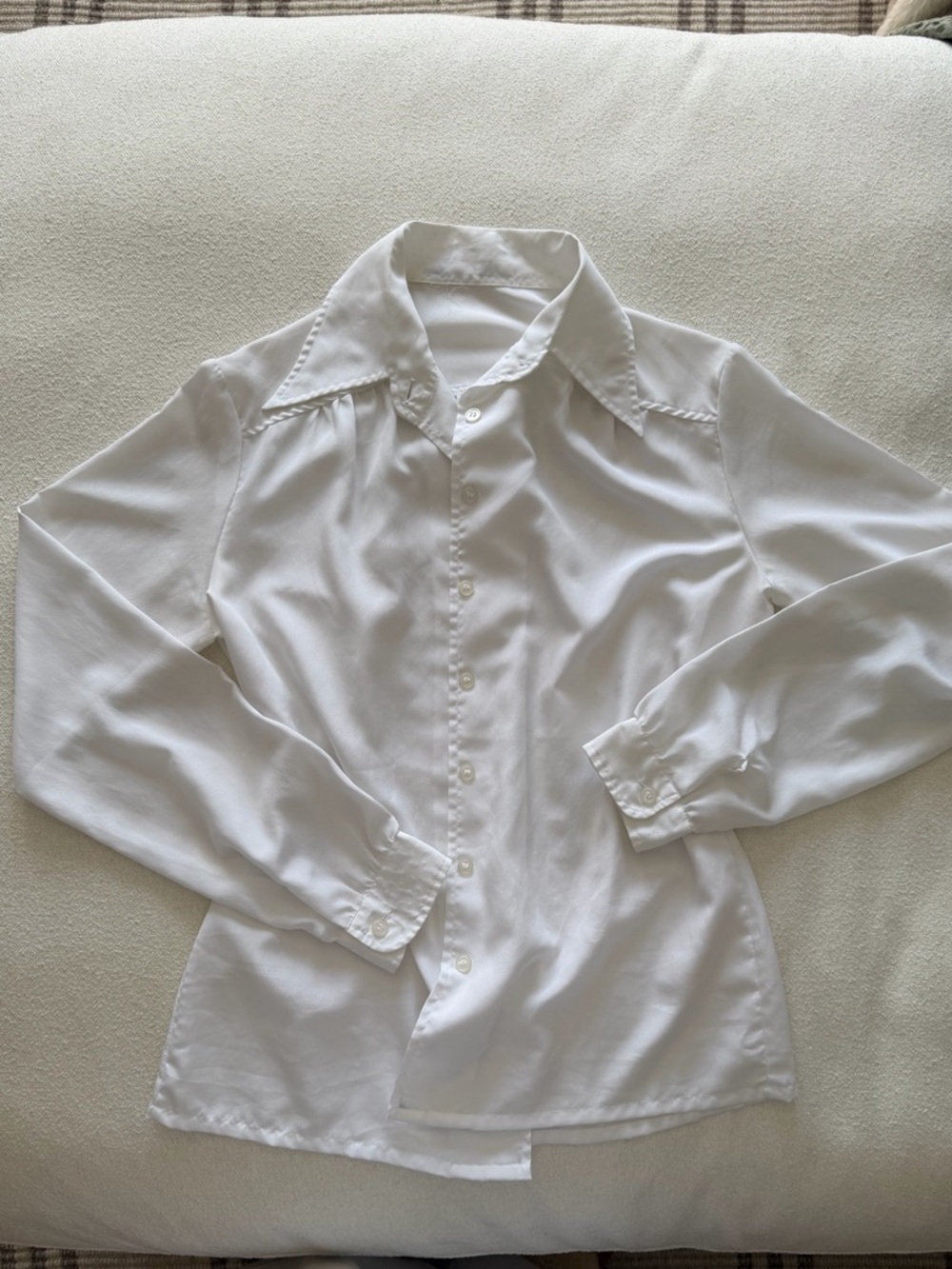 Vintage Classic White Button-Up Blouse